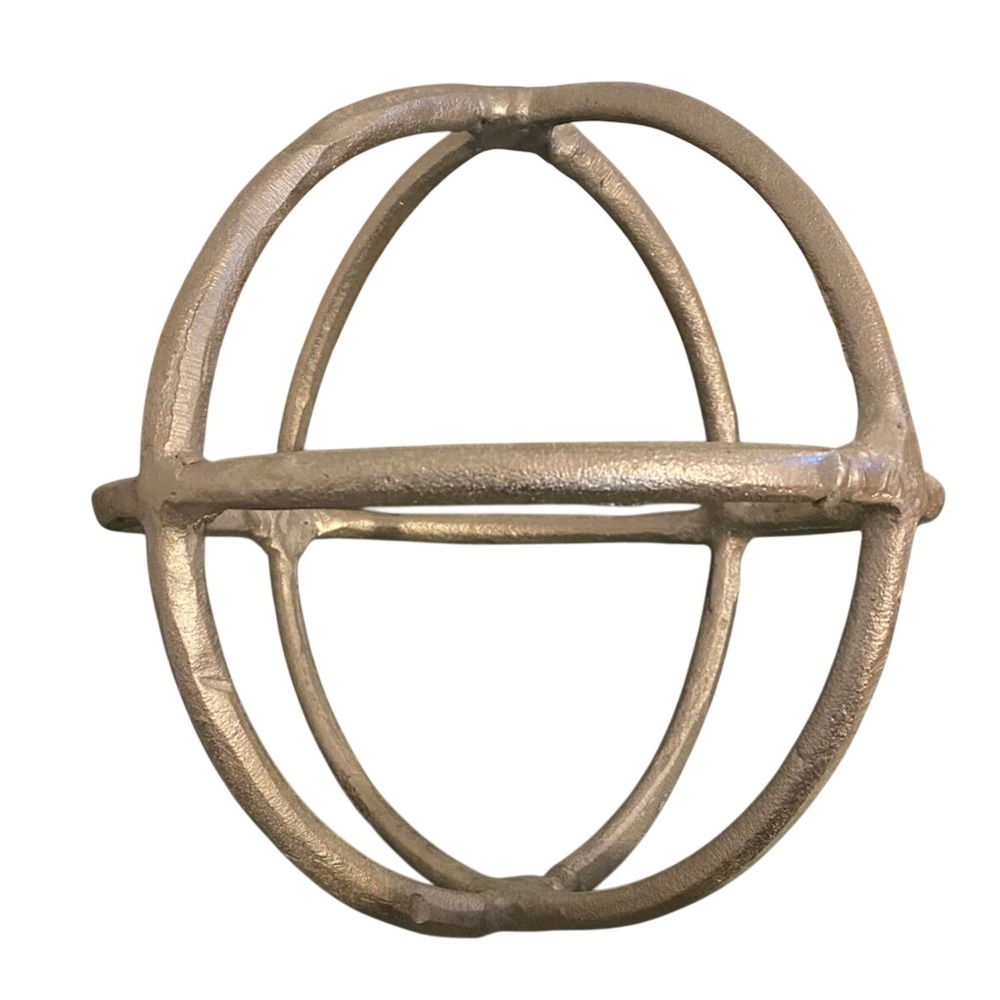 West Elm Decorative Metal Sphere OS Champagne Silver armillary Orbital Sculpture - Picture 2 of 3